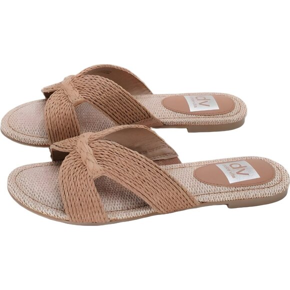 DV Dolce Vita Geeya Cafe Raffia Slide Sandals Brown Slip-On Women's US 8M - Picture 2 of 6